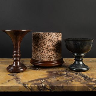 Group of Two Marble and a Granite Vessel