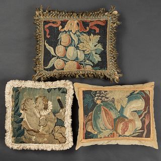 Group of Three Tapestry Fragment Pillows
