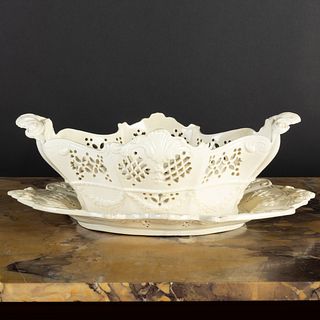 English Creamware Reticulated Basket and Underplate