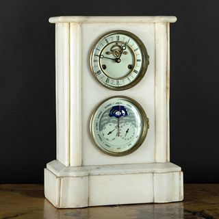 French White Marble Calendar and Moon Phase Clock
