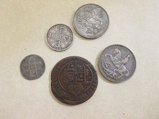 A silver Maundy penny 1832, another 1852, another 1890 (all VF), A Swedish 1 Ore, 1644; A silver roc
