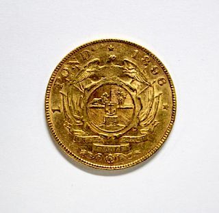 South Africa - gold 1 pond coin, 1896, VF