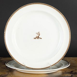 Pair of Wedgwood Creamware Plates with Sepia Crests