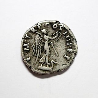 Trajan (98-117 AD) AR Denarius, obverse laureate head right, reverse Victory standing right on prow