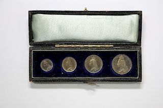 A cased set of four Victorian silver Maundy coins, 1891 (1d, 2d, 3d & 4d)