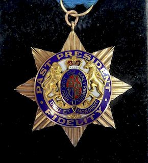 A Canadian Sons of England Masonic medal, 'S.O.E', Past President Fidelity, presented to Bro. W F Bi