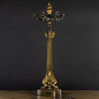 Louis Philippe Ormolu and Patinated-Bronze Seven-Light Candelabra