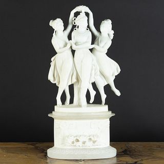 Alabaster Model of the Three Graces on an Associated Stand