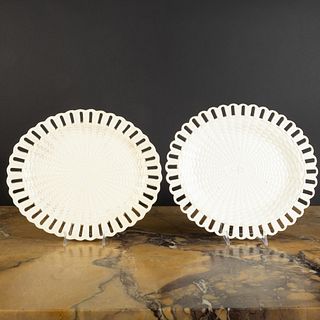 Two English Creamware Basket Weave Platters
