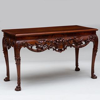 George III Style Carved Mahogany Console Table, Irish, Stamped 'J.Hicks, Dublin'