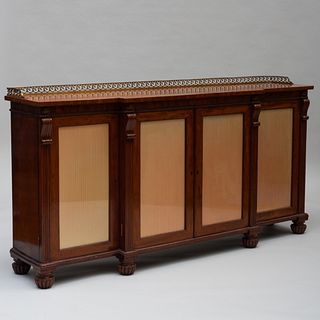 Regency Brass-Mounted Mahogany Side Cabinet, in the Manner of Gillows