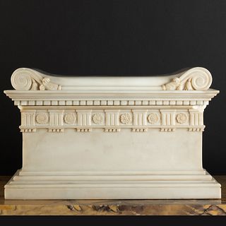 Large Italian White Marble Model of the Sarcophagus of Scipio, After the Antique