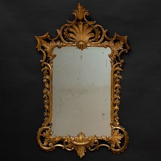 Continental Rococo Pine and Parcel-Gilt Mirror