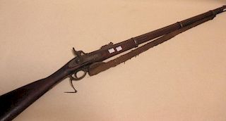 A Tower percussion musket, three banded barrel, lock stamped VR under crown and 1856 under Tower, le