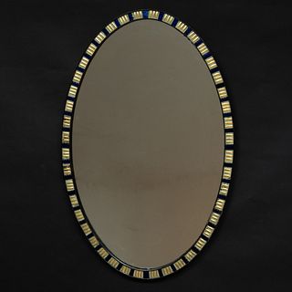 Irish Cobalt Glass, White Painted and Parcel-Gilt Oval Mirror