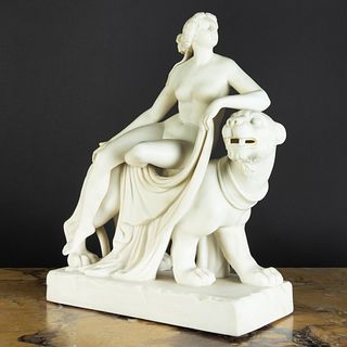 Parian Figure of Ariadne and the Panther, Probably Minton Desinged by John Bell, After a Model by Johann Heinrich von Dannecker