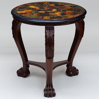 Regency Rosewood and Faux Painted Specimen Marble Top Center Table
