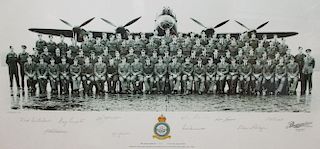 Dam Busters (617 Squadron) A reproduction group photographic print, no 162/500, signed by surviving