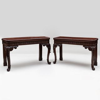 Pair of George IV Carved Mahogany Console Tables, Scottish