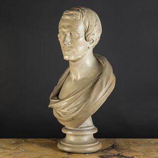 English Painted Plaster Bust of a Gentleman