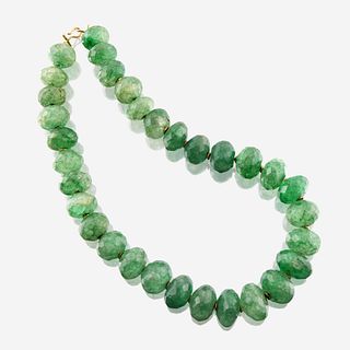A green beryl and eighteen karat gold necklace