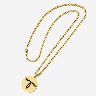 An eighteen karat gold zodiac pendant necklace, Bulgari