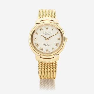 An eighteen karat gold, bracelet wristwatch, Rolex Cellini