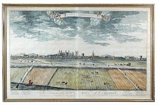 After R. Whitehand, The University and Town of Cambridge, coloured double page engraving for Thos Ta