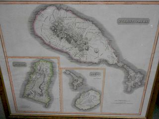 West India Islands, Hand coloured line engraved map showing St Christophers, St Lucia, and Nevis and