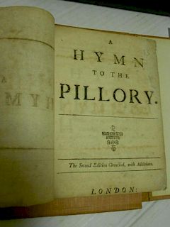 [DEFOE (Daniel)] A Hymn to the Pillory, second edition London [1703], 8vo, 24pp., half title, disbou