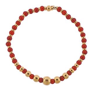 Marina B Sfera 18k Gold Carnelian Bead Necklace