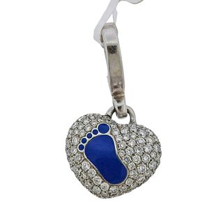 Theo Fennell Gold Diamond Blue Baby Foot Heart Charm Pendant