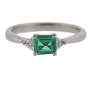Platinum Emerald Diamond Ring 