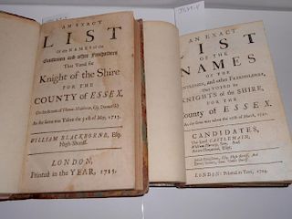 Essex, elections An Exact List of the Names of the Gentlemen..., London 1715, 8vo, bound with Poll f