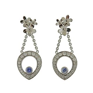 Theo Fennell Gold Diamond Sapphire Drop Flower Earrings