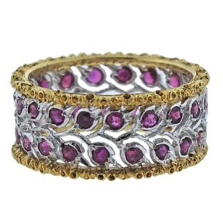 Buccellati Ruby Two Color Gold Band Ring