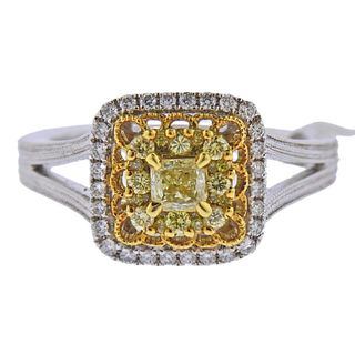 Gregg Ruth 0.65ctw Yellow White Diamond 18k Gold Engagement Ring