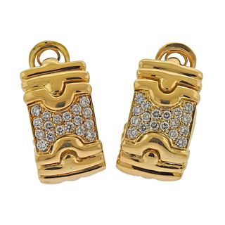 18k Gold DIamond Half Hoop Earrings