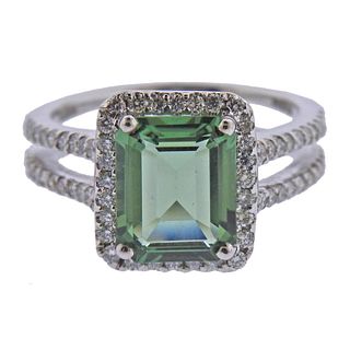 18k Gold Diamond Green Tourmaline Ring 