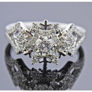 14k Gold Diamond Snowflake Ring