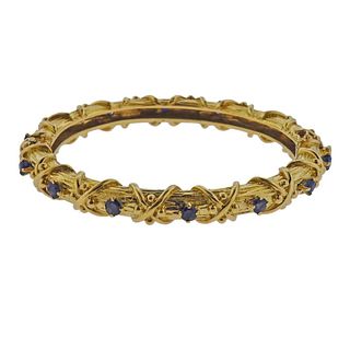 18k Gold Sapphire Bangle Bracelet