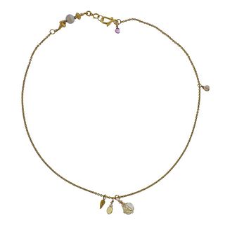 14k Gold Opal Gemstone Necklace