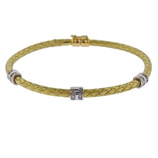 Italian 18k Gold Diamond Braided Bracelet