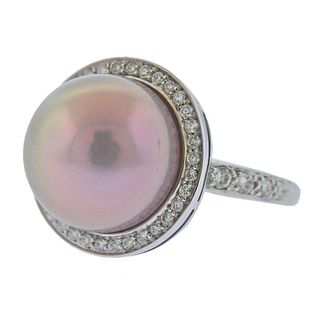 Mimi Milano 18k Gold Pearl Diamond Ring