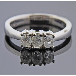 14k Gold Three Stone Diamond Ring