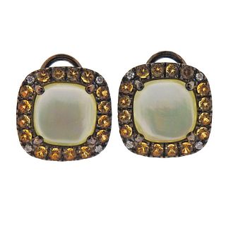 Zoccai 18k Gold Citrine Diamond Mother Of Pearl Earrings