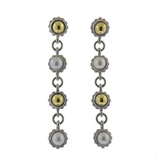 Lagos Caviar Sterling Silver 18k Gold Pearl Earrings
