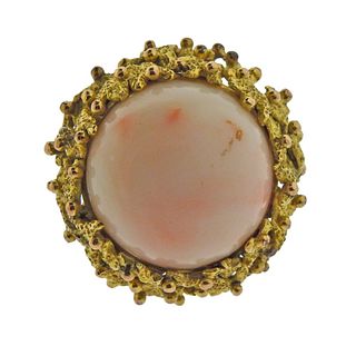 14k Gold Naturalistic Coral Cocktail Ring