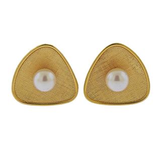 Mikimoto 14K Gold Pearl Cufflinks