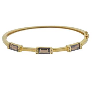 14k Gold Topaz Diamond Bangle Bracelet